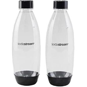 SodaStream Bottle 2 Pack, BPA Free Fizzy Water Bottles for Spirit, Terra, Art & Source Sparkling Water Makers, Dishwasher Safe Reusable Water Bottle for SodaStream Flavours - 2x 1L Water Bottle, Black