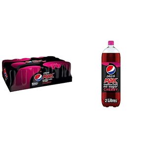Pepsi Max Cherry, 330ml Can, Pack of 24 & Max Cherry,2 l (Pack of 1)