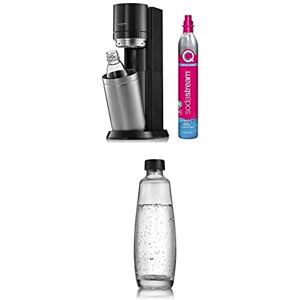 SodaStream Duo Sparkling Water Maker, Sparkling Water Machine & 2x 1L Fizzy Water Bottles, Retro Drinks Maker w. BPA-Free Water Bottle, Glass Carafe & Co2 Gas Bottle for Home Carbonated Water - Black