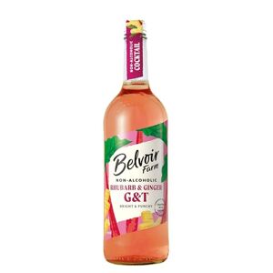 Belvoir Farm Non-Alcoholic Rhubarb & Ginger G&T - Real Rhubarb Juices & Natural Ginger Extract, No Artificial Sweeteners, Preservatives or Flavourings, Vegan 6 x 750 ml