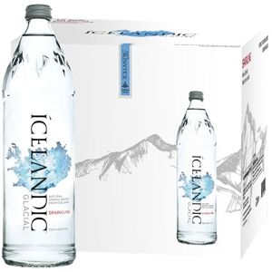 Icelandic Glacial Premium Sparkling Water 750ml Glass Bottles x 12 Per Pack – Alkaline/Low PH, Recycled Packaging, BPA Free, Carbon Neutral from Icelandic Spring. Low TDS and Mineral Content.