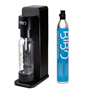 BIBO Fizz Sparkling Water Maker and Soda Maker Machine - Make Carbonated Fizzy Drinks at Home - Includes Reusable BPA-free 1 Litre Water Bottle & 60 Litre CO2 Gas Canister, Black