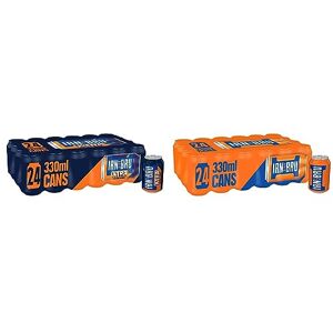 IRN-BRU XTRA Taste No Sugar, 24 x 330ml, Fizzy Drinks Multipack Cans (Pack of 24) & Regular, 24 x 330ml, Fizzy Drinks Multipack Cans (Pack of 24)