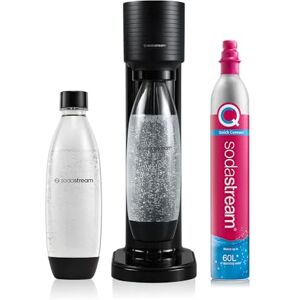 SodaStream Gaia Sparkling Water Maker, Sparkling Water Machine & 1L Fizzy Water Bottle, Slim Retro Drinks Maker w.BPA-Free Water Bottle & Quick Connect Co2 Gas Bottle for Home Carbonated Water - Black