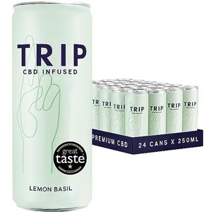 TRIP CBD Drink, Sparkling Lemon Basil Fizzy Drink, Low Calorie, Vegan, Stress & Anxiety Relief (Pack of 24 x 250ml)