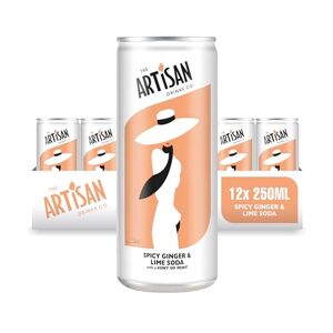 Spicy Ginger & Lime Soda with a hit of Mint by the Artisan Drinks Company - 250mlx12 Cans - Natural Ingredients - 48 Calories per Can - No Artificial Sweetners - An Adult Soft Drink