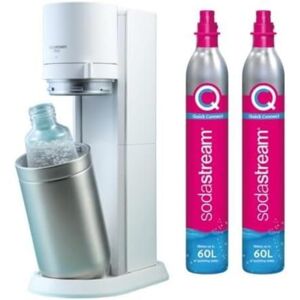 SodaStream Duo Sparkling Water Maker, Sparkling Water Machine & 1L Fizzy Water Bottle, Retro Drinks Maker & BPA-Free Water Bottle, 2x Quick Connect Co2 Gas Bottles for Home Carbonated Water - White