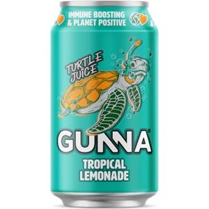 Gunna Fizzy Drinks, Tropical Mango Lemonade Cans, Natural, Vegan, Sparkling Soft Drink with Real Fruit Juice, Tropical Flavour Immune Boosting Drink 330ml