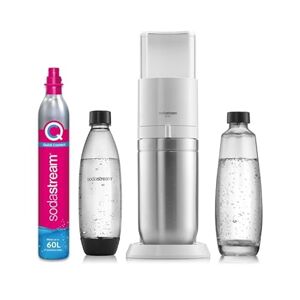 SodaStream Duo Sparkling Water Maker, Sparkling Water Machine & 2x 1L Fizzy Water Bottles, Retro Drinks Maker & BPA-Free Water Bottle, Glass Carafe, 2x Co2 Gas Bottle for Home Carbonated Water - White