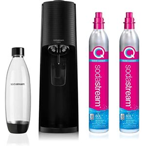 SodaStream Terra Sparkling Water Maker, Sparkling Water Machine & 1L Fizzy Water Bottle, Retro Drinks Maker w.BPA-Free Water Bottle & 2x Quick Connect Co2 Gas Bottles for Home Carbonated Water - Black