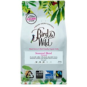 Bird & Wild Fairtrade Organic Ground Coffee 200g - Medium Roast - Ideal For French Press Cafetiere Filter Drip V60 Aeropress - Shade Grown Bird Friendly Certified - Bird and Wild - Donation to RSPB - Strength 3