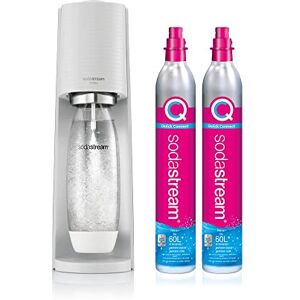 SodaStream Terra Sparkling Water Maker, Sparkling Water Machine & 1L Fizzy Water Bottle, Retro Drinks Maker w.BPA-Free Water Bottle & 2x Quick Connect Co2 Gas Bottles for Home Carbonated Water - White