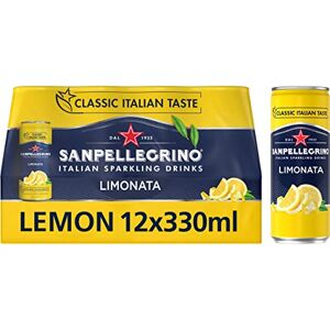 San Pellegrino Italian Sparkling Drinks Classic Taste Original Sparkling Lemon Canned Soft Drink 12 x 330ml