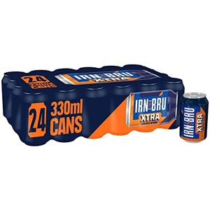 IRN-BRU XTRA, 24 Pack Zero No Sugar & Low Calorie Fizzy Drinks Multipack Cans with XTRA Taste - 24 x 330ml Cans