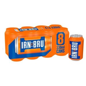 IRN-BRU Regular, 8 Pack Iconic Flavoured Fizzy Drinks Multipack Cans - 8 x 330ml Cans