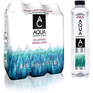 AQUA Carpatica 1L x 6 Pure Natural Still Mineral Water - 6-Pack Bottled Water, Virtually Nitrate Free, Low Sodium, Naturally Alkaline, Natural Electrolytes, Premium Multipack 100% Recyclable