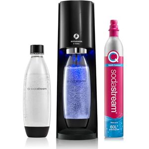 SodaStream E-Terra Sparkling Water Maker, Sparkling Water Machine & 1L Fizzy Water Bottle, Retro Drinks Maker w. BPA-Free Water Bottle & Quick Connect Co2 Gas Bottle for Home Carbonated Water - Black