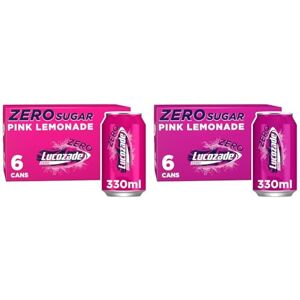 Lucozade Zero Fizzy Drink, Pink Lemonade Flavour, Sugar Free, Low Calorie, 12 Pack, 330ml Cans