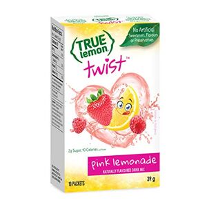 True Lemon Twist Drink Mixes - Kid-Approved Flavours Made with Parent-Approved Ingredients, Single Serve Packets 10-Pack Pink Lemonade