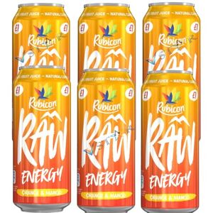 VSTAR Rubicon RAW Pineapple & Passion Fruit,Raspberry & Blueberry,Orange & Mango & Apple & Guava 20% Real Fruit Juice Energy Drink PM 500ml (6 Cans, Orange & Mango)