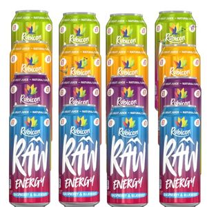 VSTAR Rubicon RAW Pineapple & Passion Fruit,Raspberry & Blueberry,Orange & Mango & Apple & Guava 20% Real Fruit Juice Energy Drink PM 500ml (6 Cans, Random Mixed)