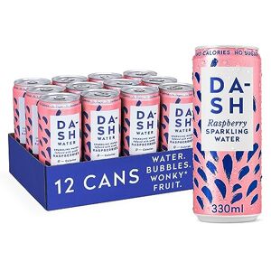 Dash Water Raspberry - 12 x Raspberry Flavoured Sparkling Spring Water - NO Sugar, NO Sweetener, NO Calories - Infused with Wonky Fruit (12 x 330ml cans)