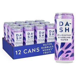 Dash Water Blackcurrant - 12 x Flavoured Sparkling Spring Water - NO Sugar, NO Sweetener, NO Calories - Infused with Wonky Fruit (12 x 330ml cans)