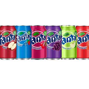 Unknown Fanta American 6 Pack Variety Bundle - 6 x 355ml Cans - Green Apple, Berry, Strawberry, Green Apple, Wild Cherry & Grape