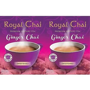 Royal Chai Ginger Chai Sweetened 10 Single Serving Sachets Premium Instant Tea (Pack of 2)