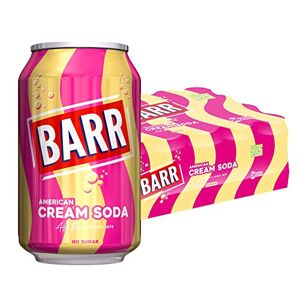 BARR since 1875, 24 Pack American Cream Soda, Zero No Sugar Sparkling Soft Drink with a Creamy Taste of American Cream Soda, "Fizzingly Fun" - 24 x 330ml Cans