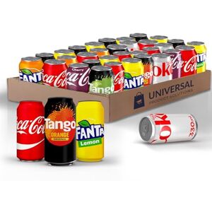 Universal Product Solutions Custom Case of 330ml Soft Drinks/Sodas/Fizzy Drinks of Your Choice / 3 Flavours x 8 Cans of Each Variety Soda Cans, 24 Pack (330 ml)