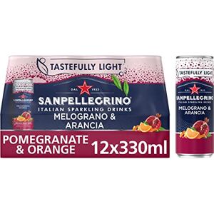 San Pellegrino Italian Sparkling Drinks Tastefully Light Sparkling Pomegranate & Orange Canned Soft Drink 12 x 330ml 68 kCals per Can