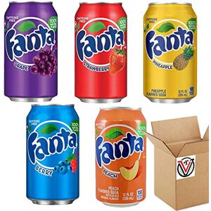 Fanta American 6 Pack Variety Bundle - 6 X 355Ml Soda Cans - Strawberry, Mango, Grape, Green Apple, Pineapple, Grapefruit & Wild Cherry Flavours