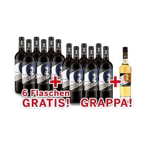 Vorteilspaket 12 für 6 Primitivo Selezione del Re inkl. 1 Fl. Grappa