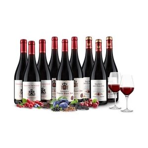 ebrosia Rotwein-Genuss L mit 9 Flaschen + 2 GRATIS-Gläser