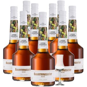 Unterthurner Privatbrennerei 9 x Unterthurner Bauernnusseler + gratis Schnapskelch (39 % vol., 6,3 Liter)