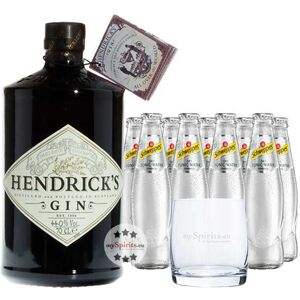 The Hendrick's Gin Distillery Hendrick’s Gin & 9 x Schweppes Dry Tonic Water & Glas (44 % Vol., 2,5 Liter)