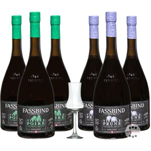 Fassbind 3 x Vielle Porie & 3 x Vieille Prune + Glas (40% Vol., 0,7 Liter)