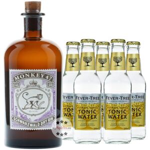 Black Forest Distillers Monkey 47 Dry Gin & 5 x Fever-Tree Indian Tonic Water (47 % Vol., 1,5 Liter)