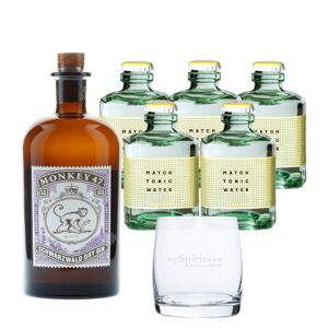 Black Forest Distillers Monkey 47 Gin & 5 x Match Indian Tonic Set (47 % vol, 1,5 Liter)