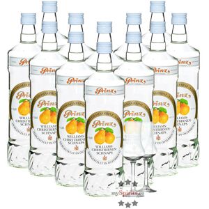 Fein 12 x Prinz Williams-Birnen Schnaps + 2 gratis Schnapskelche (40 % Vol., 12,0 Liter)