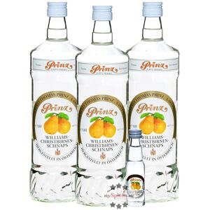 Fein 3 x Prinz Williams-Birnen Schnaps + gratis Miniatur (40 % Vol., 3,0 Liter)