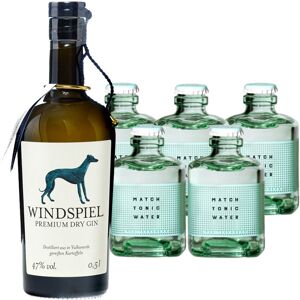 Windspiel Manufaktur Windspiel Gin & 5 x Match Mediterranean Tonic Set (47 % vol, 1,5 Liter)