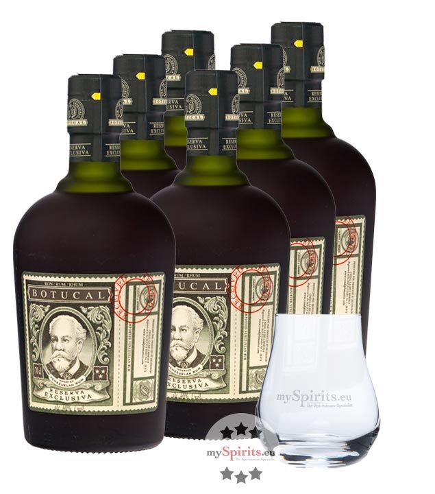 Botucal 6 x Botucal Reserva Exclusiva Rum + Glas (40 % vol., 0,7 Liter)