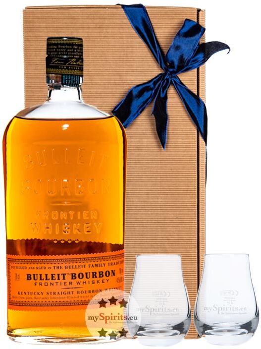 Bulleit Frontier Whiskey Bulleit Bourbon Whiskey Geschenkset & 2 Gläser (45 % Vol., 0,7 Liter)