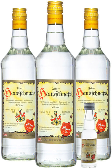 Fein 3 x Prinz Hausschnaps + gratis Miniatur (34 % Vol., 3,0 Liter)