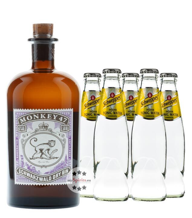 Black Forest Distillers Monkey 47 Dry Gin & Schweppes Indian Tonic Set (47 % vol., 1,5 Liter)
