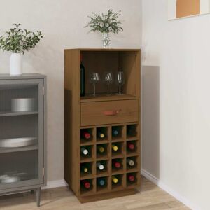 vidaXL Botellero de madera maciza de pino marrón miel 45x34x100 cm