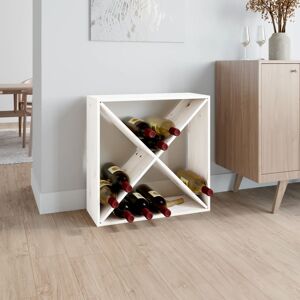 vidaXL Botellero de madera maciza de pino blanco 62x25x62 cm