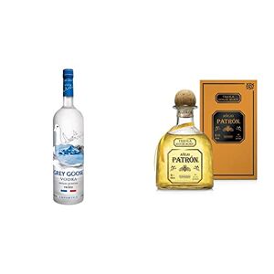 Grey Goose Original Vodka Premium 100cl, 40% & Patron Anejo, Tequila Mexicaine Premium, 70cl, 40% - Publicité